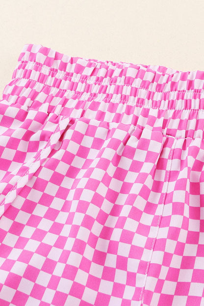Checked Plaid High Waist Athletic Shorts