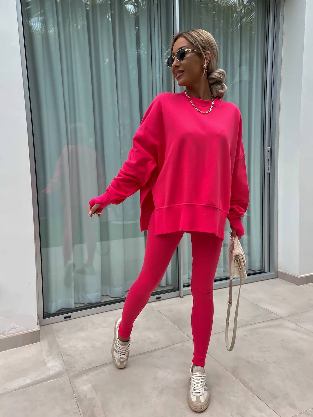 Loose Sweatshirt and Slim Pants Set