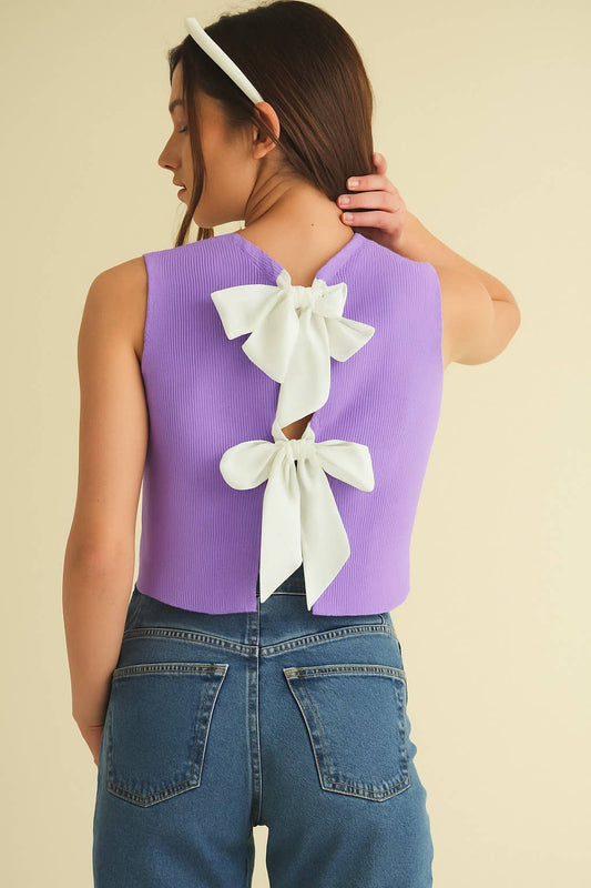 BACK BOW TIE SLEEVELESS TOP