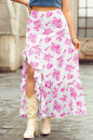 Boho Floral High Waist Ruffle Split Maxi Skirt | 3 Colors
