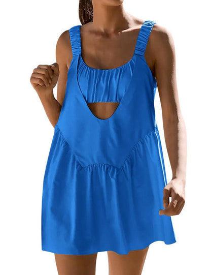 Ladies Strape Shoulder Hollow Out Mini Dress