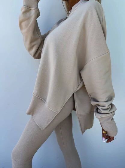Loose Sweatshirt and Slim Pants Set
