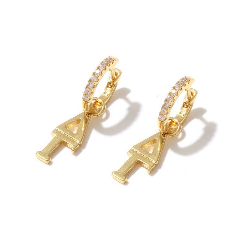 E208 Sorority Greek Letter Earrings Huggie Hoops