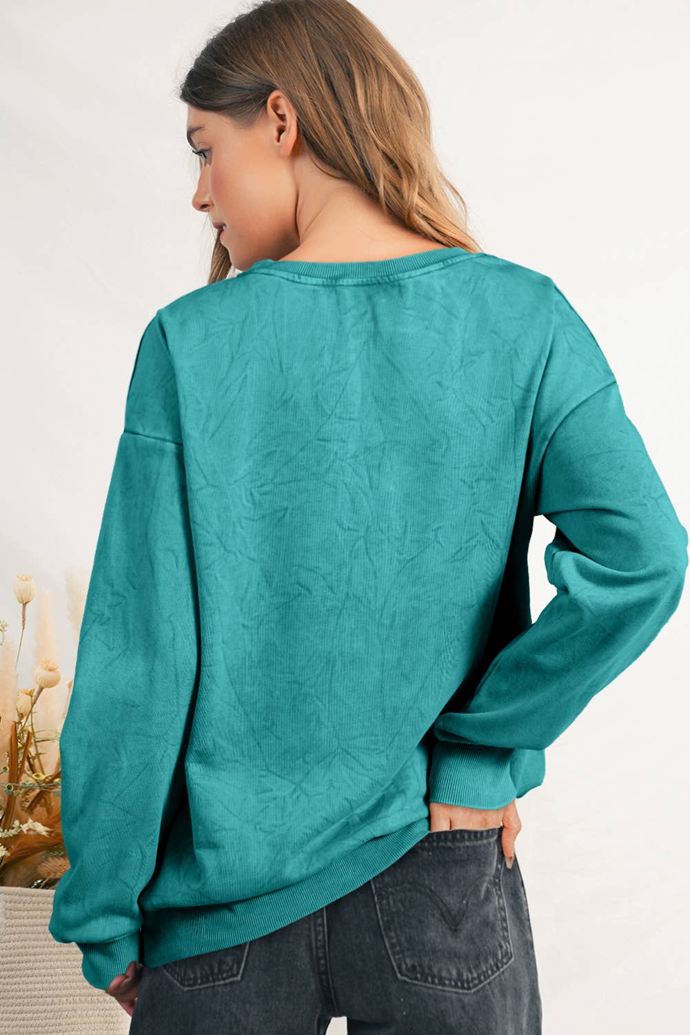 Saved by grace Embroidery Mineral Wash Sweatshirt