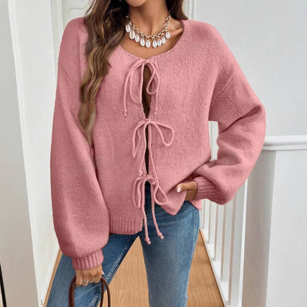 Bow Tie Soft Sweater Jacket