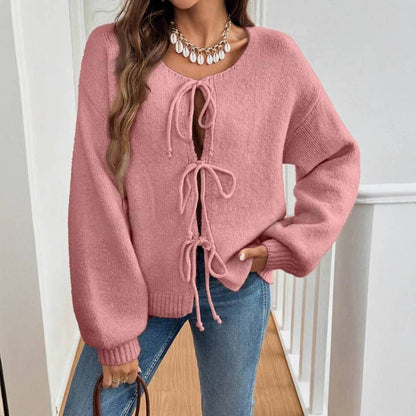 Bow Tie Soft Sweater Jacket