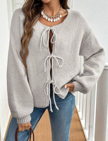 Bow Tie Soft Sweater Jacket
