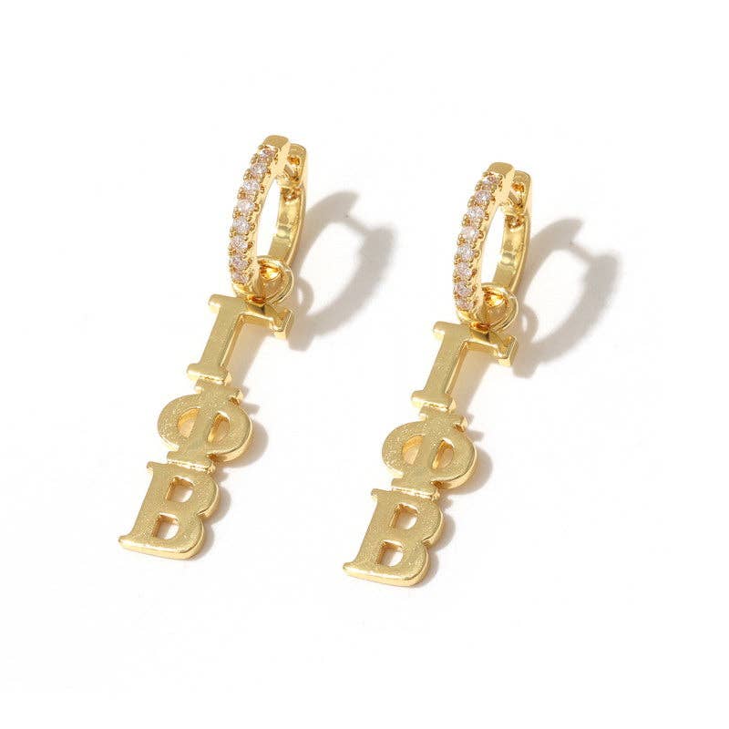 E208 Sorority Greek Letter Earrings Huggie Hoops