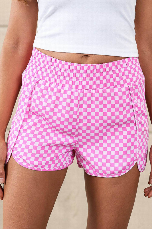 Checked Plaid High Waist Athletic Shorts