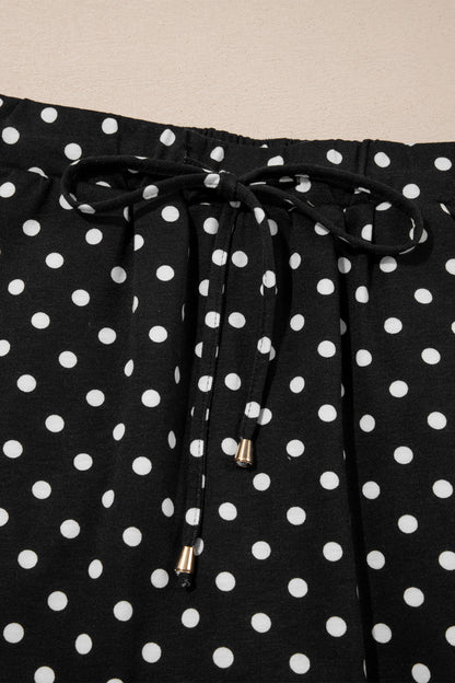Polka Dot Drawstring Casual Mini Skort