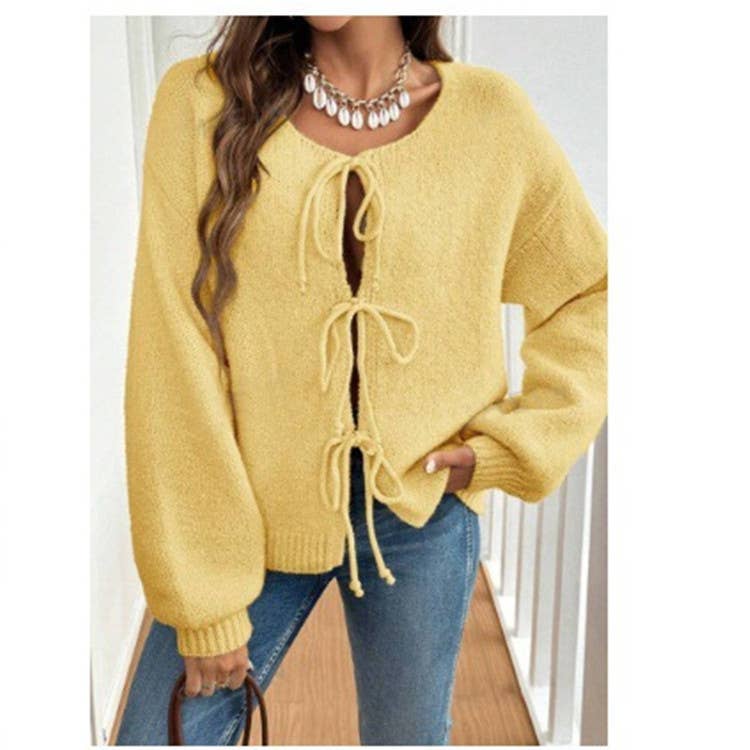 Bow Tie Soft Sweater Jacket