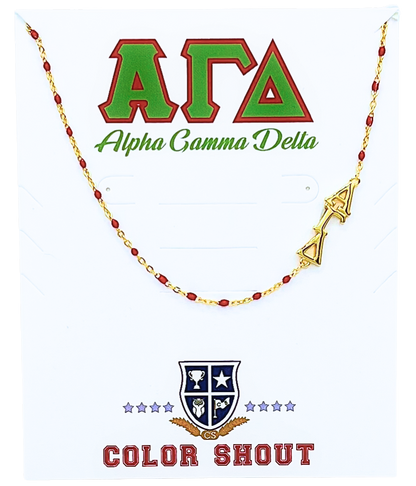 N201-The Sorority Necklace: Side Set Greek letters on Enamel Bead Necklace