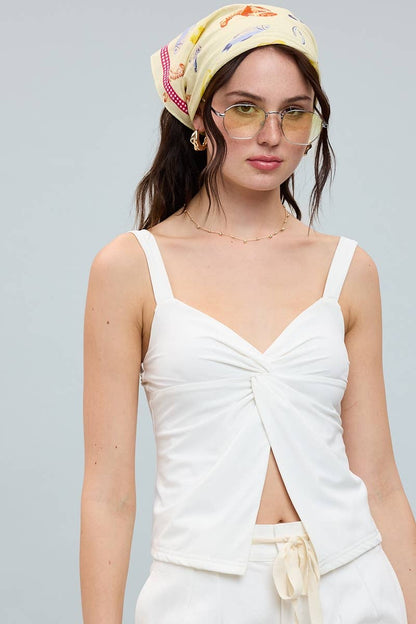 TWISTED BUST BRIGHT SOLID COLOR CAMI CROP TOP
