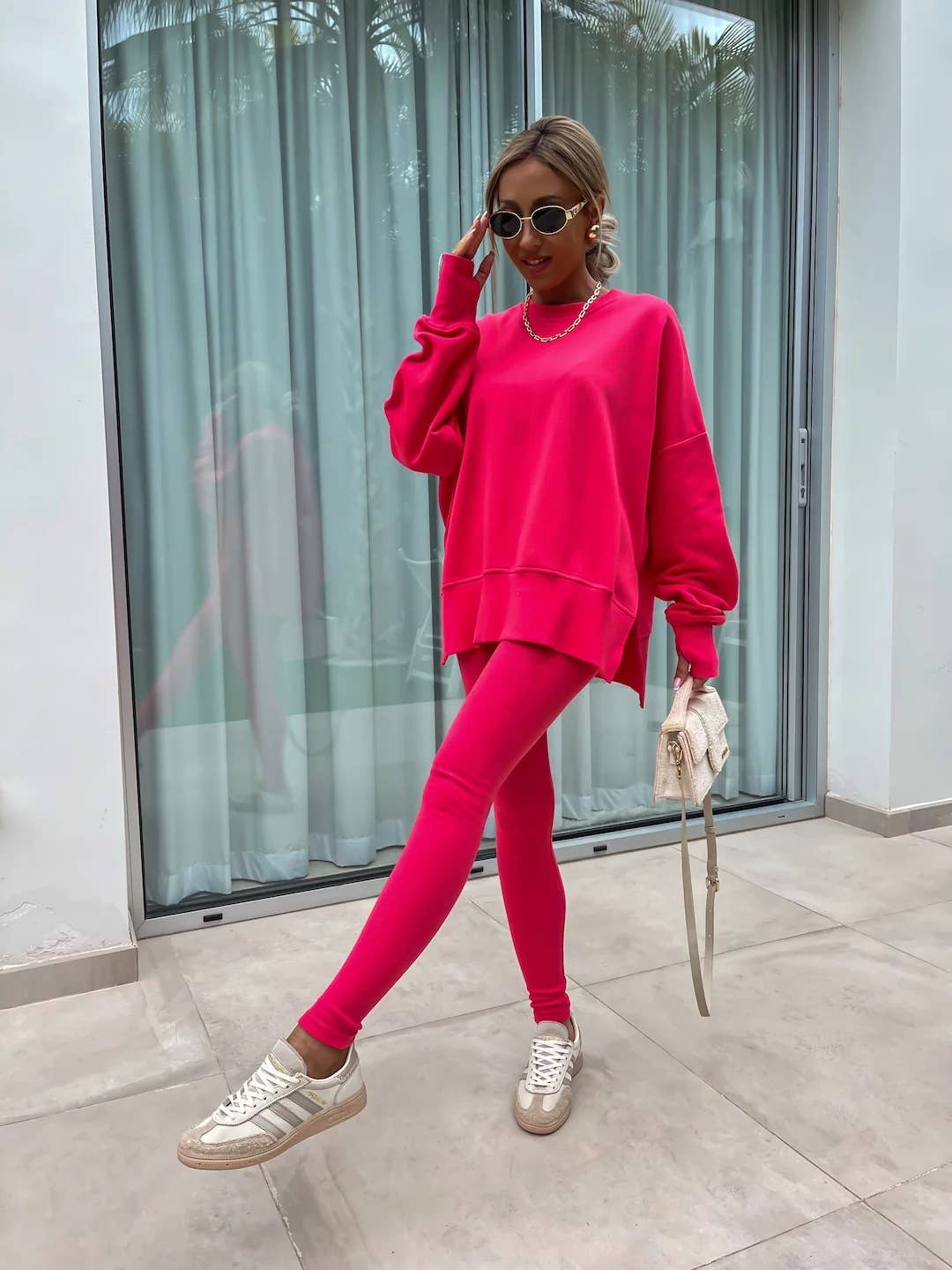 Loose Sweatshirt and Slim Pants Set