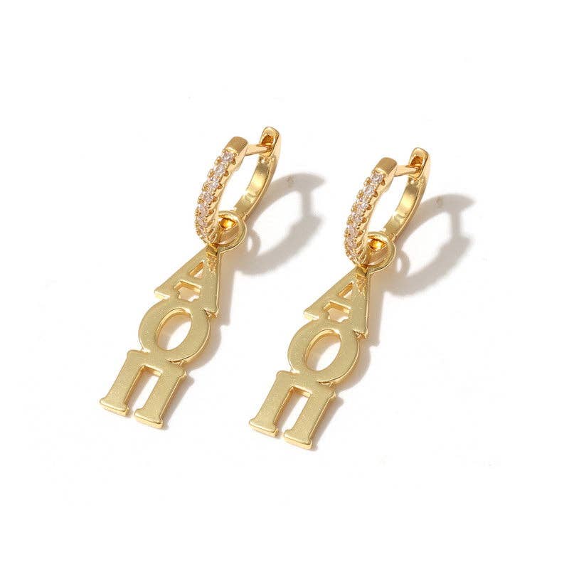 E208 Sorority Greek Letter Earrings Huggie Hoops