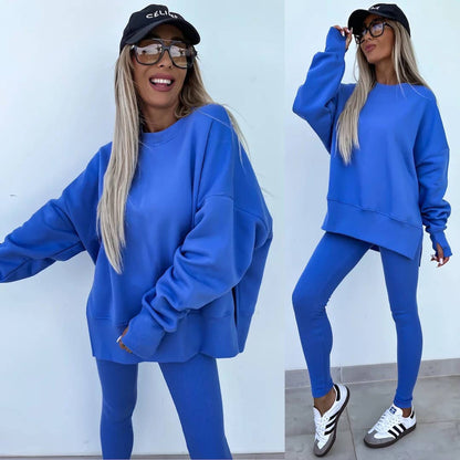 Loose Sweatshirt and Slim Pants Set