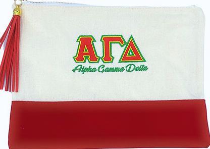 Sorority Embroidered Greek Letter Pouch