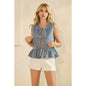 Tie Front Sleeveless Denim Top