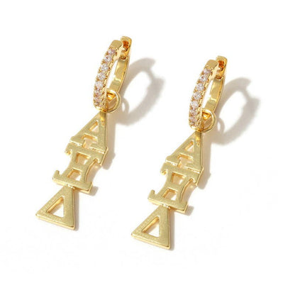 E208 Sorority Greek Letter Earrings Huggie Hoops