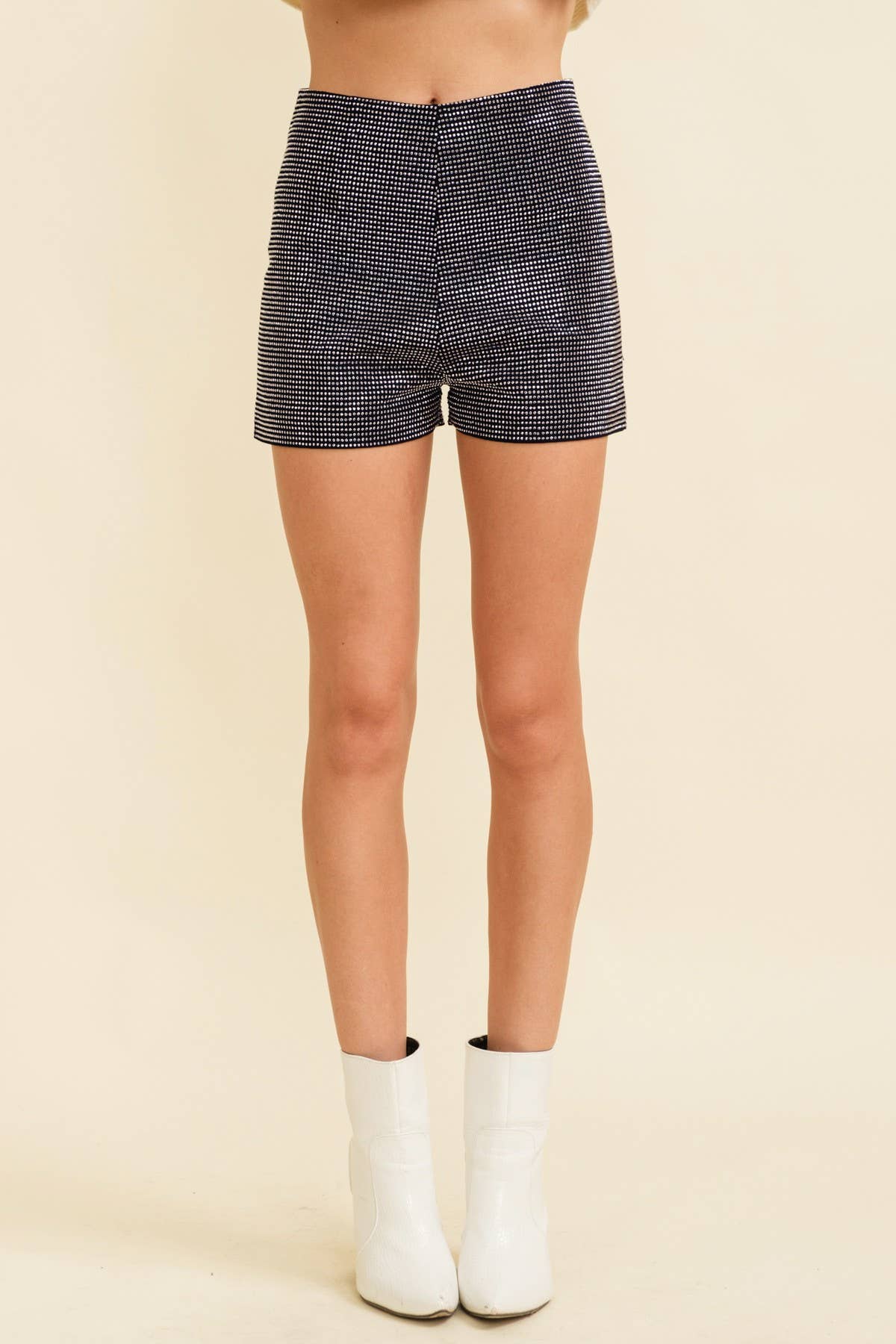 CP6126A-1 - RHINESTONE ZIP SHORTS