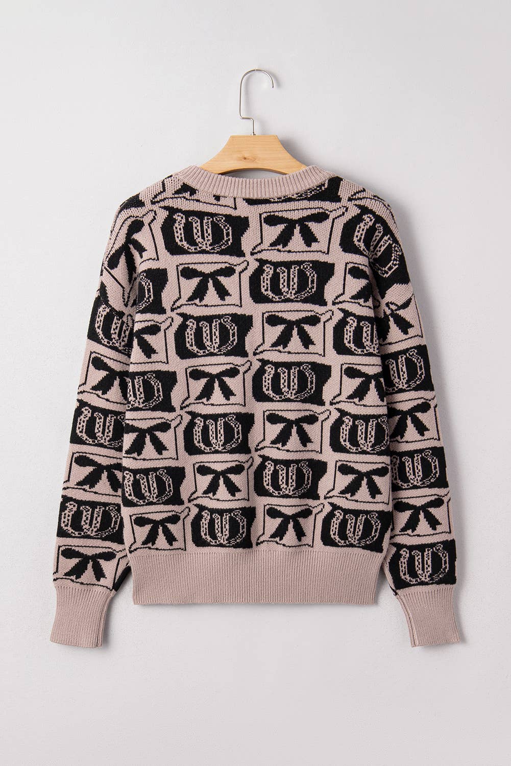 Bows Horseshoes Pattern Western  Sweater