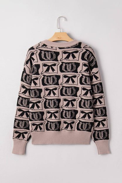 Bows Horseshoes Pattern Western  Sweater