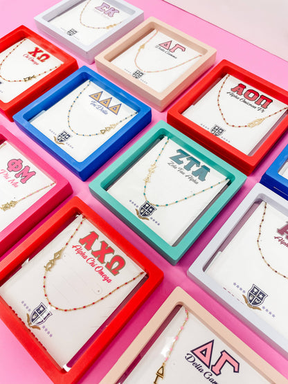 E208 Sorority Greek Letter Earrings Huggie Hoops