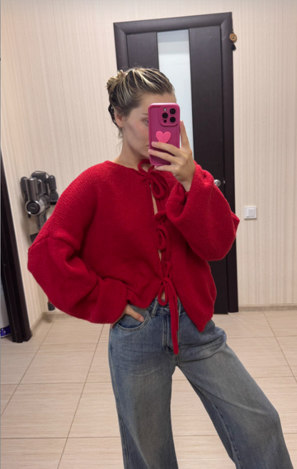 Bow Tie Soft Sweater Jacket
