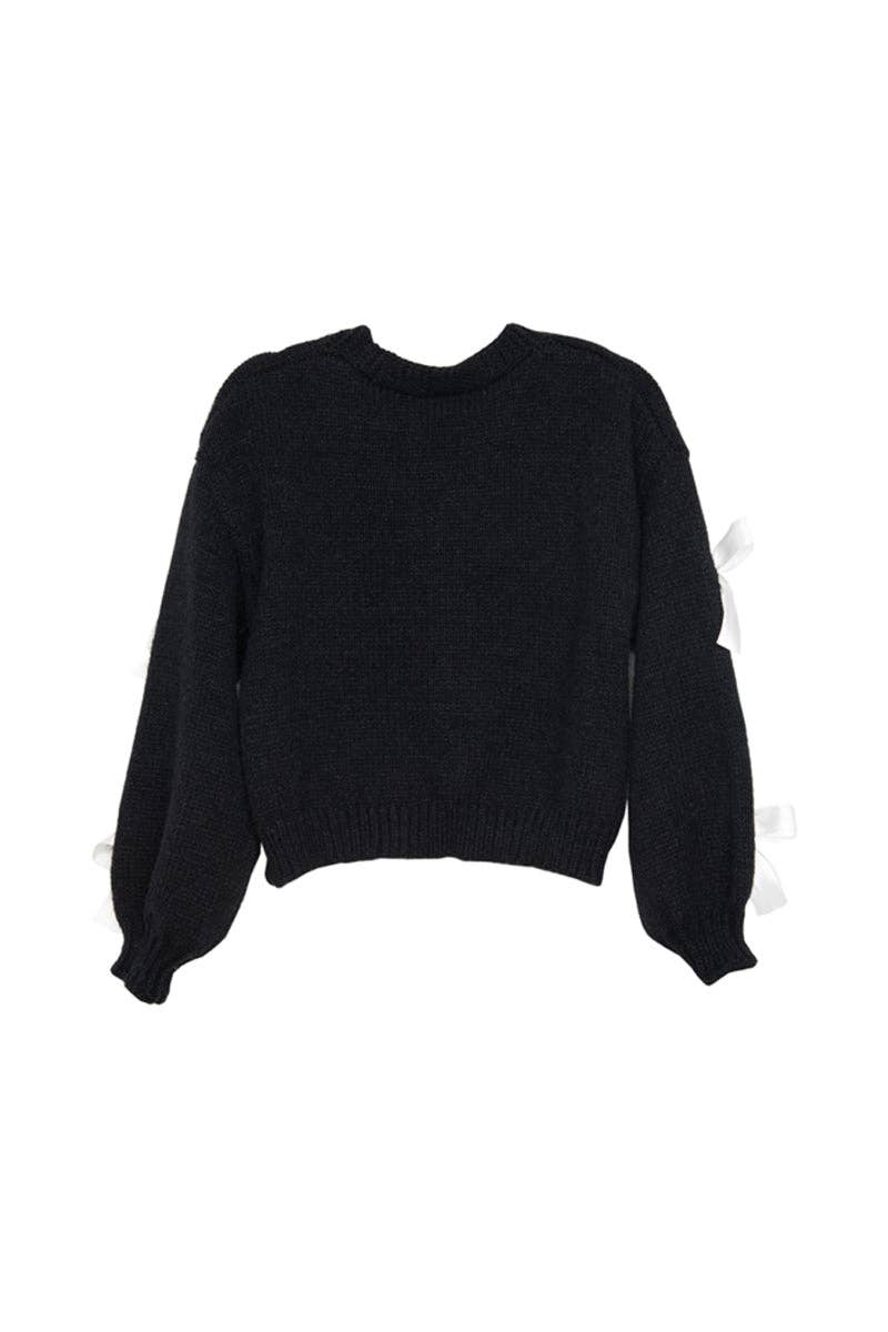 Bow Long Sleeve Knit Cardigan
