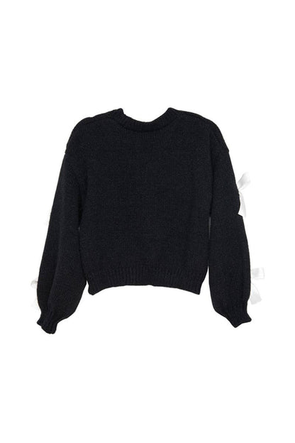 Bow Long Sleeve Knit Cardigan