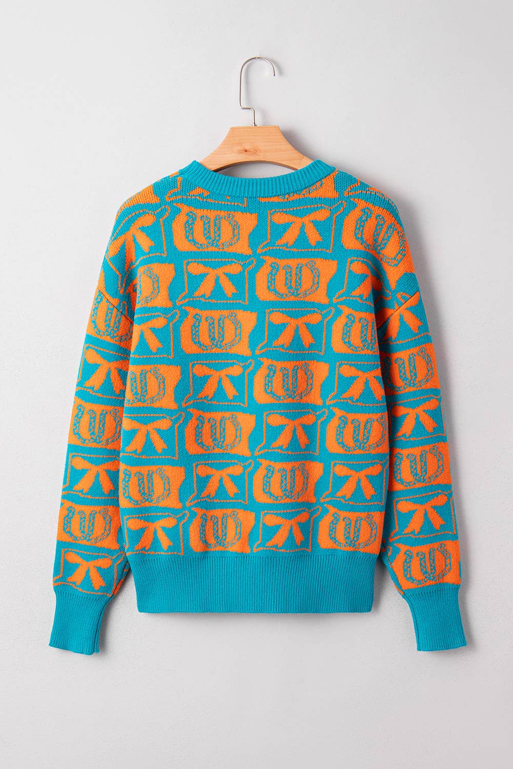 Bows Horseshoes Pattern Western  Sweater