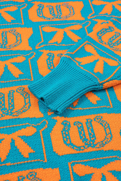 Bows Horseshoes Pattern Western  Sweater