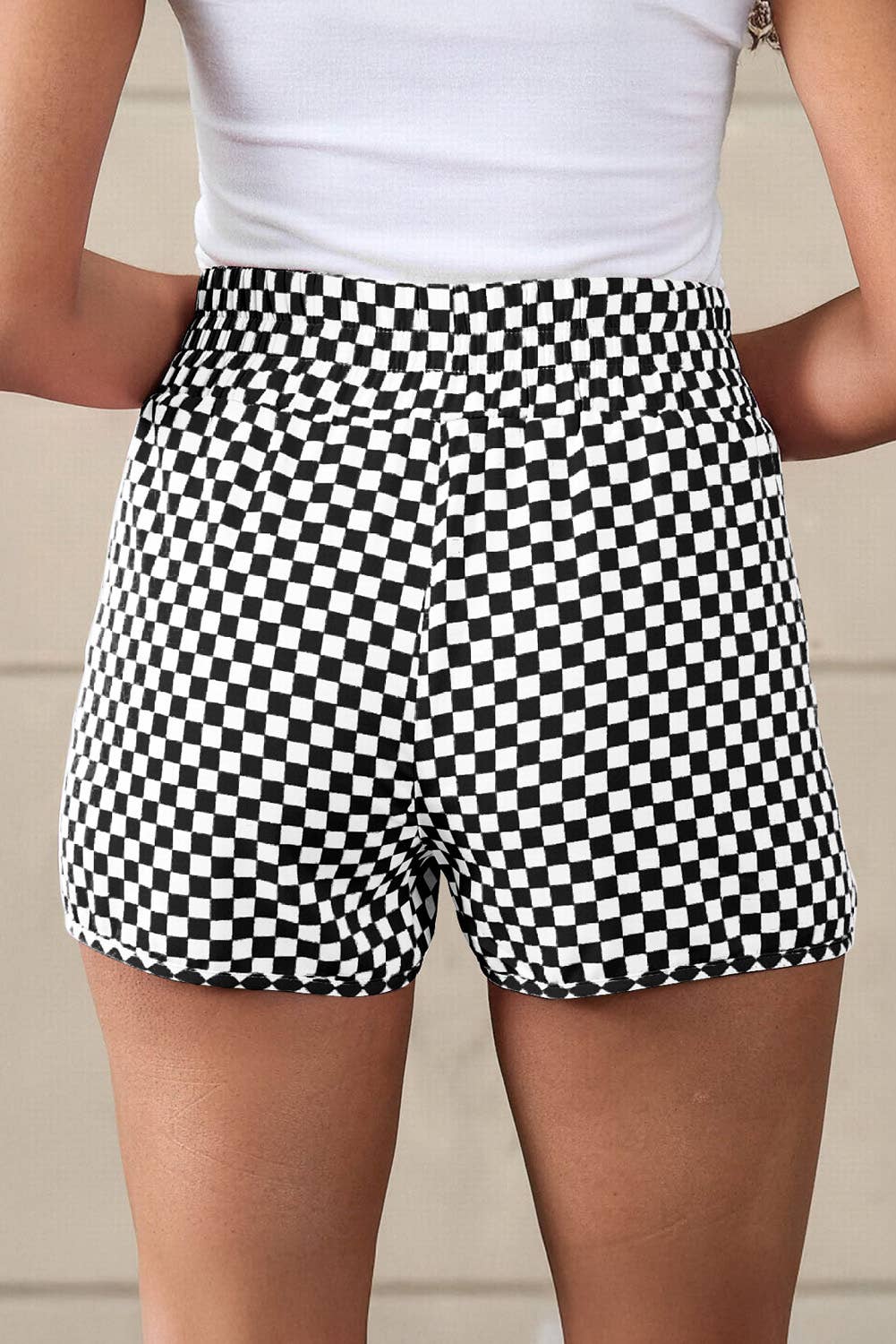 Checked Plaid High Waist Athletic Shorts