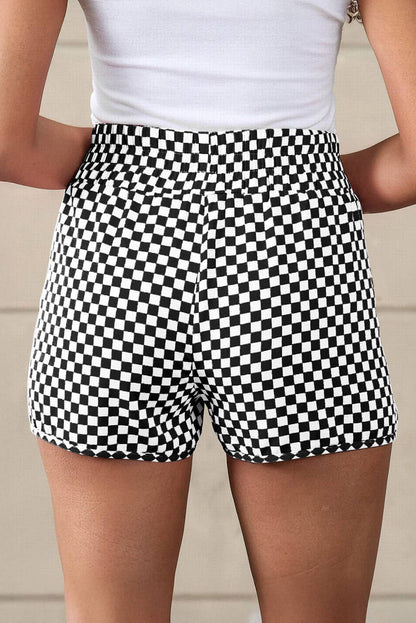 Checked Plaid High Waist Athletic Shorts