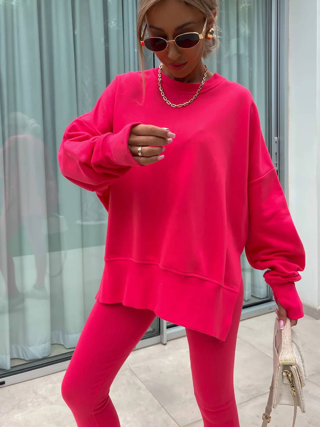 Loose Sweatshirt and Slim Pants Set