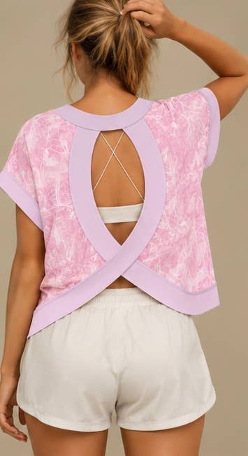 Pink Camo Cross-Back Shirt