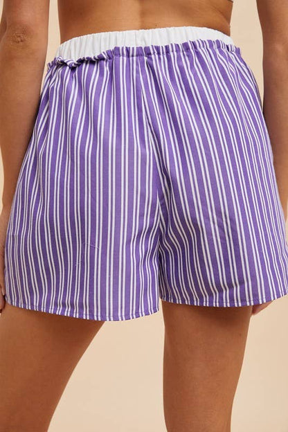 Relaxed Fit Striped Poplin Shorts