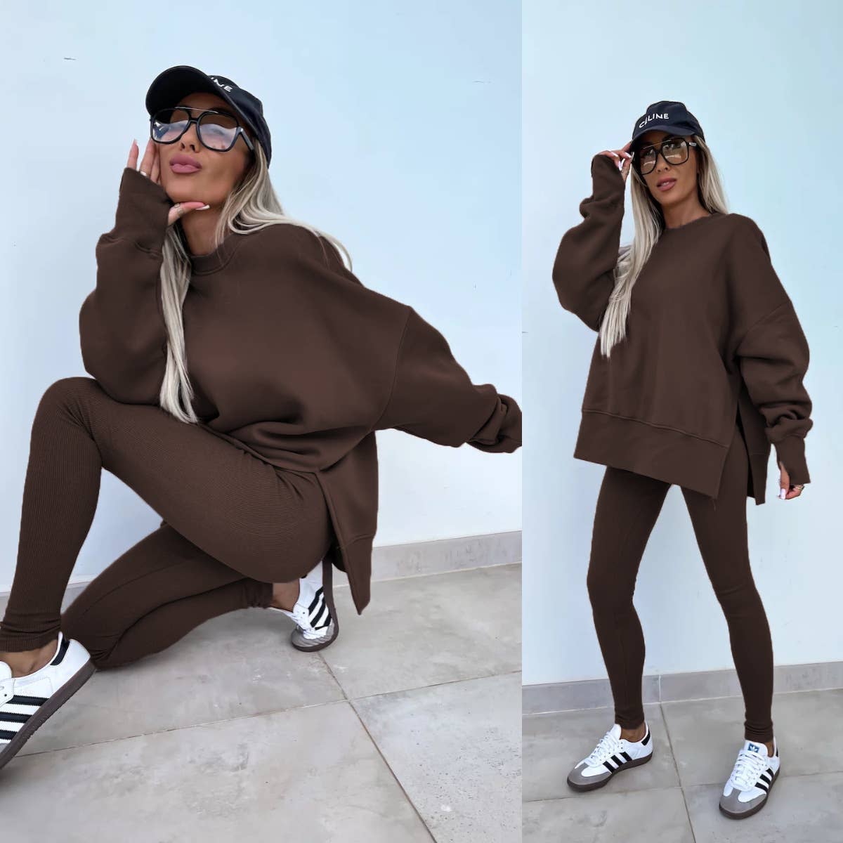 Loose Sweatshirt and Slim Pants Set