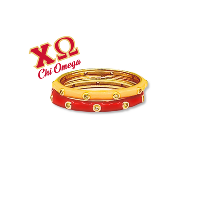 Sorority Colors: 2 Enamel Stack Ring Set