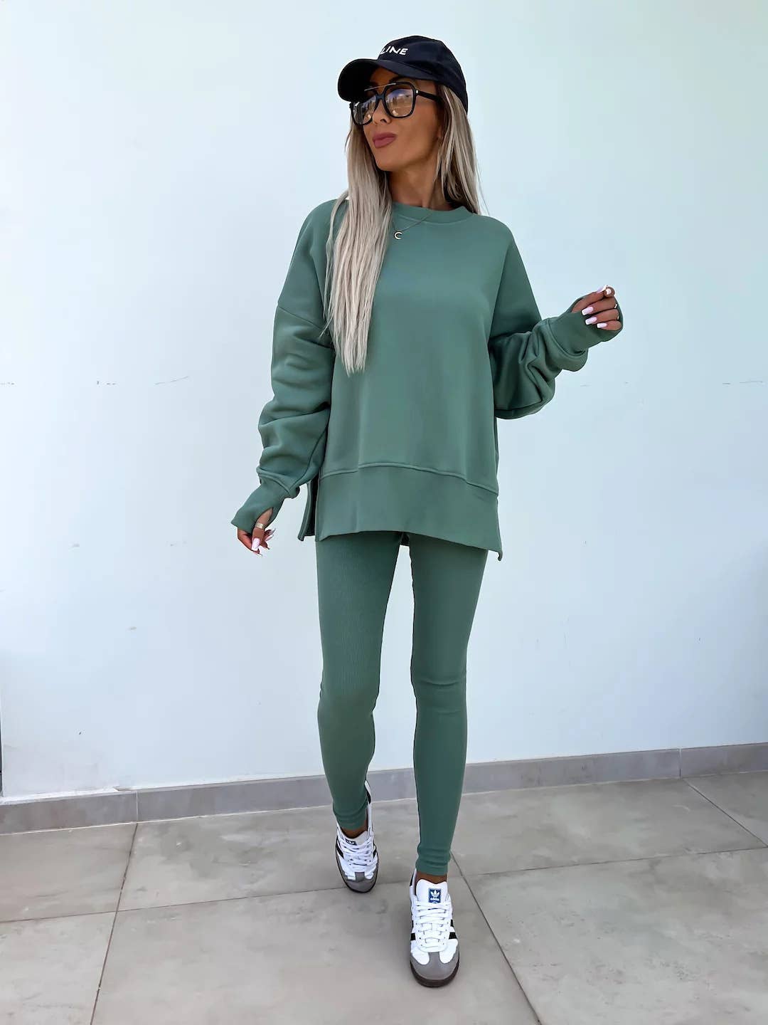 Loose Sweatshirt and Slim Pants Set