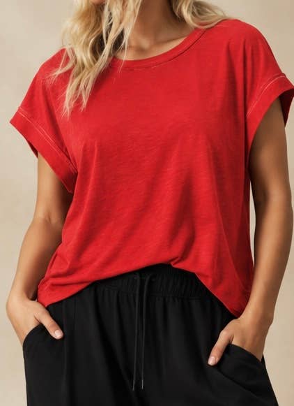 Red Cross-Back Shirt