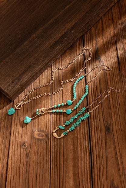 Plated Toggle Clasp Turquoise Cable Chain Layered Necklace